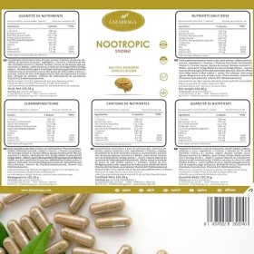 Lazarraga | Nootropique Puissant Mémoire Étudiants | Agilité Mentale et Concentration | Ginko Biloba, Bacopa Monnieri, Caféin
