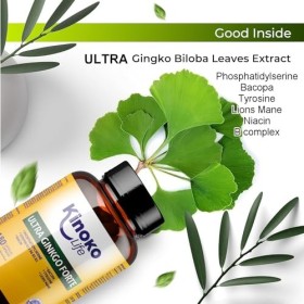 Ginkgo Forte Ultra - 180 Gélules avec Bacopa, Phosphatidylsérine, Crinière de Lion, Tyrosine, Niacine et Vitamines B, Nootrop