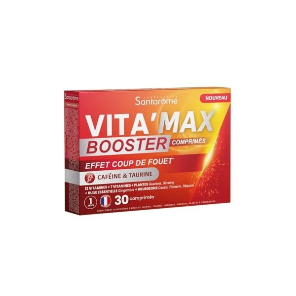 Santarome - VitaMax Booster 6G - Complément alimentaire Anti fatigue, énergie immédiate - 6900 mg dactifs, Ultra dosé - Gin