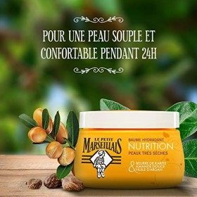 Le Petit Marseillais Baume Corps Hydratant, Nutrition, au Beurre de Karité, Amande et Huile dArgan, Pour Peaux Très Sèches, 