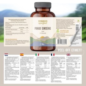Poudre de racine de ginseng Panax à partir dextrait | 100 g - avec cuillère doseuse, 10% ginsénosides - approvisionnement 50