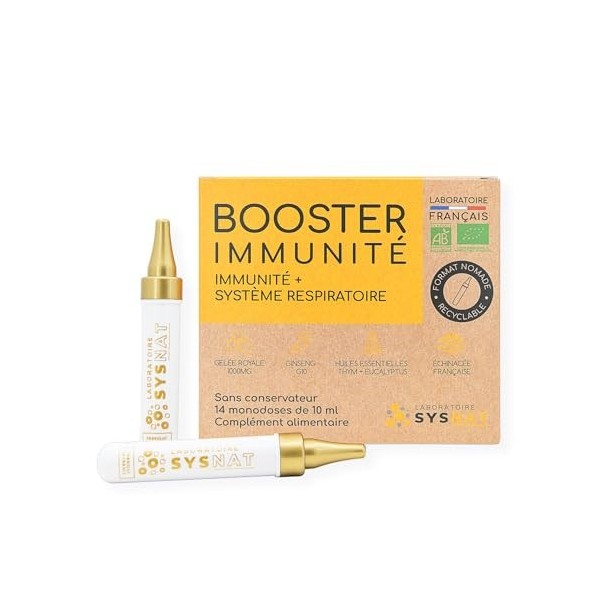 Complément Alimentaire à base de Gelée Royale Bio • ampoules immunité ginseng • toux tonus et vitalité • 14 doses • Laboratoi