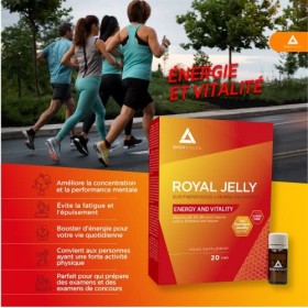 Bodyathlon- Gelée Royale Énergie Vitalité 20 ampoules- Améliore le rendement physique et intellectuel- Complexe vitaminique- 