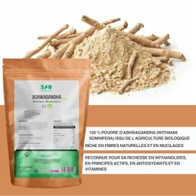 SFB Laboratoires - Ashwagandha Bio - Ginseng Indien - Contribue à la Relaxation - Favorise la Résistance au Stress - Poudre -