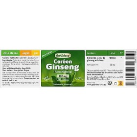 Greenfood Ginseng coréen ginseng rouge , 100 mg, 120 gélules, dose élevée - extrait de racine avec 30% de saponines. Sans ad