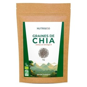NUTRI & CO Graines de Chia Bio 1kg - Riche en Oméga 3, Source de Fibres et Protéines Végétales - Salvia Hispanica issue de l’