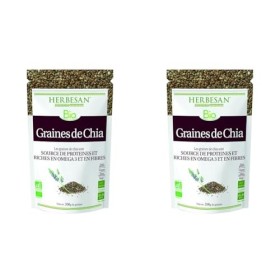 HERBESAN®-GRAINES DE CHIA BIO - Source de Protéines & Riches en Fibres et en Omega 3 - Sachet de 200g Lot de 2 