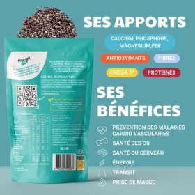 GRAINES DE CHIA BIO CULTIVEES EN FRANCE - Riches en protéines, Omega3, Fibres, Idéal Minceur, Transit, Graines de Chia Qualit