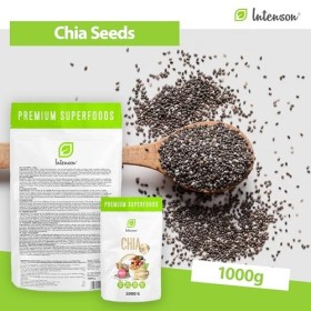 INTENSON Chia Seeds 1 kg, Nutrient-Dense Seeds for Salads, Yogurt & Smoothies, rich in Omega 3