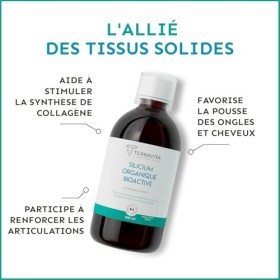 SILICIUM Organique Bio-Activé | Articulations, Peau, Cheveux et Ongles | Acide Orthosilicique Stabilisé par la Choline | 500 