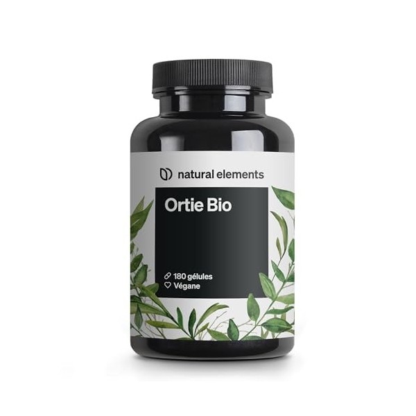 Ortie Bio – 180 gélules – extrait de feuilles d’ortie 10 : 1 – végane, hautement dosé, sans additifs inutiles – fabriqué et c