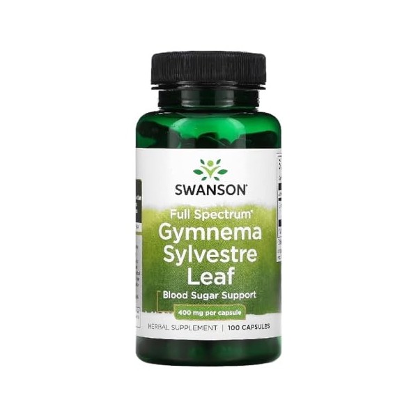 Swanson - Gymnema Sylvestre Leaf, 400mg | Aide à léquilibre du taux de sucre et au métabolisme - 100 Capsules