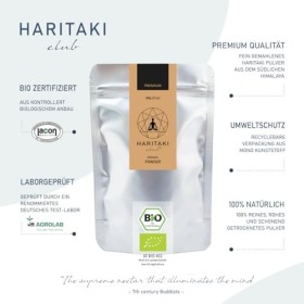 Haritaki Poudre bio | Qualité supérieure – Haritaki Club | Testé en laboratoire et certifié bio UE | Terminalia Chebula | Vég