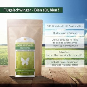 500g de poudre dherbe de blé à partir de jeunes herbes, sans additifs, qualité crue, traitement doux à basse température