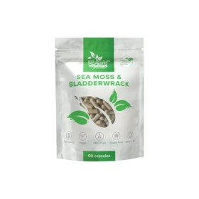 Mousse de mer 250 mg et Bladderwrack 250 mg 90 capsules. 100 % sans additifs artificiels – Pilules végétaliennes de mouss