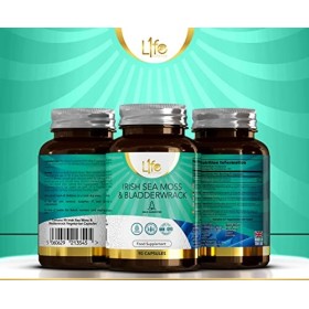 LN Irish Sea Moss & Bladderwrack Supplement | 90 Capsules Mousse de Mer - 1000mg Sea Moss & 1000mg Varech Vesiculeux par Dose
