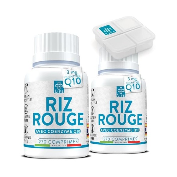 Levure De Riz Rouge Cholesterol Avec Coenzyme Q10 540 Comprimés PiuLife® Métabolisme Des Lipides, Source de Monacoline K, Ant