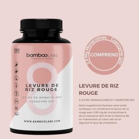 Bamboo Labs - Levure de Riz Rouge avec Coenzyme Q10 et Vitamine B3 pour Réduire le Cholestérol et un Cœur en Bonne Santé, 120