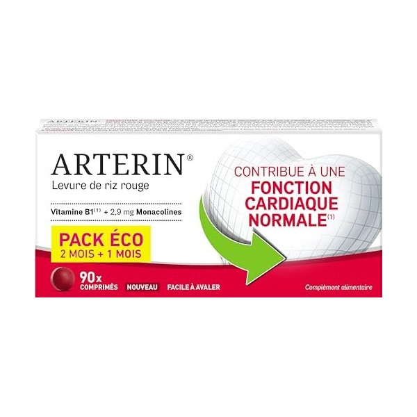 ARTERIN Levure de riz rouge 2,9 mg - Contribue à une fonction cardiaque normale* - Complément Alimentaire à base de levure de