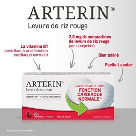 ARTERIN Levure de riz rouge 2,9 mg - Contribue à une fonction cardiaque normale* - Complément Alimentaire à base de levure de