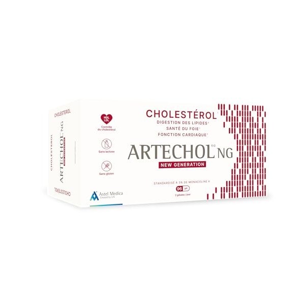 ARTECHOL NG – Cholestérol – Avec de la Levure de Riz Rouge – Monacoline K standardisé 3%- 96 gélules