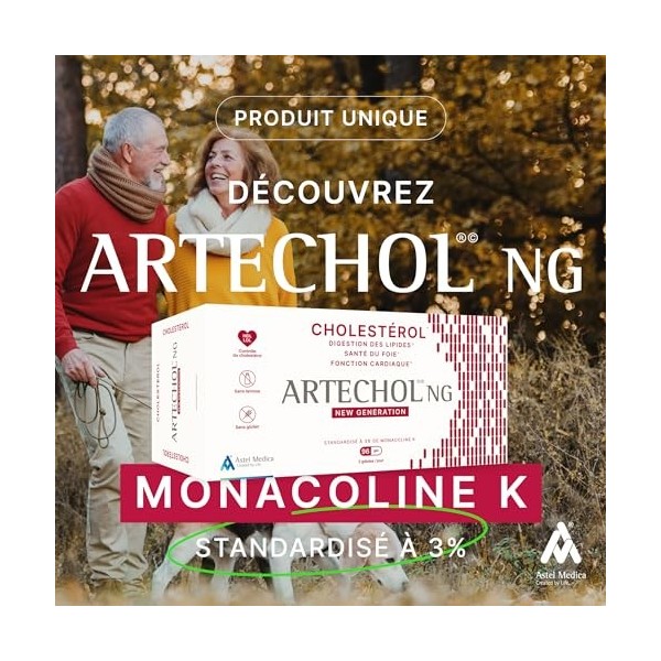 ARTECHOL NG – Cholestérol – Avec de la Levure de Riz Rouge – Monacoline K standardisé 3%- 96 gélules