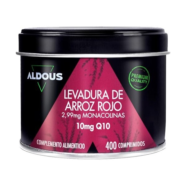 Levure de Riz Rouge avec Coenzyme Q10-400 comprimés - 2,99 mg de Monacoline pure - Fonction Normale du Cœur - Levure de Riz R