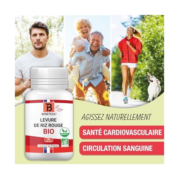 LEVURE DE RIZ ROUGE BIO | Monacoline K | VEGAN | 90 Gelules de 250 mg | Complement alimentaire | Certifie BIO par ECOCERT | F