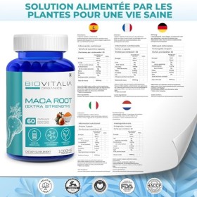 Biovitalia Capsule dextrait de racine de maca 1000 mg | Complément alimentaire | Promouvoir la vie active | Support Daily En
