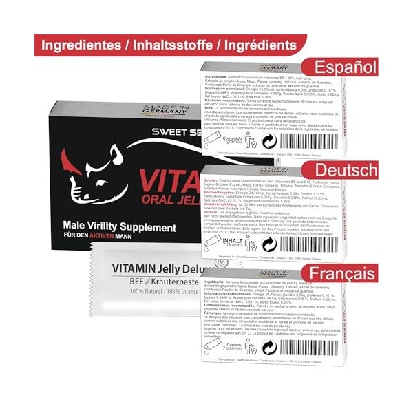 Gelée de pâte de maca noire | Pour les hommes actifs | Formule naturelle | 5 sachets haute dose | Augmente la vitalité | Effe
