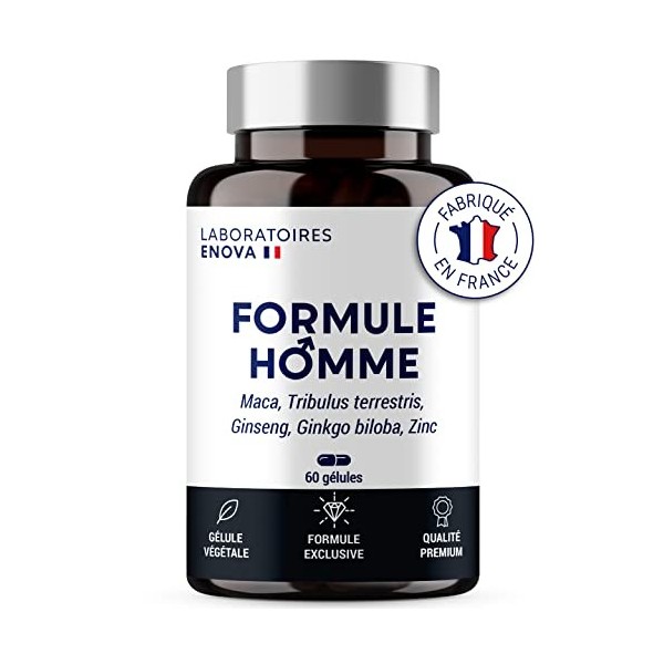 FORMULE HOMME | Vigueur, Puissance, Endurance | Complexe de Plantes : Maca, Tribulus Terrestris, Ginseng, Ginkgo Biloba, Zinc