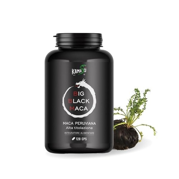 Kamasù™ Supplément Maca Titrage très élevé de Noire Péruvienne Forte, 10000mg Puissance et Vigueur, Extrait de Racine de Maca