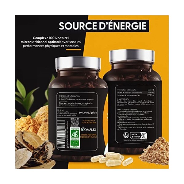 MACA BIO 2000mg | Stimulant Libido Booster Testosterone Régulateur hormonale Energie Physique Mentale Anti-stress | Plantes N