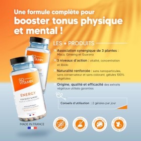 SOVITAMIN ENERGY | Vitalité, performances physique et mentales | Formule 100% végétale | Ginseng | Maca | Guarana | 90 gélule