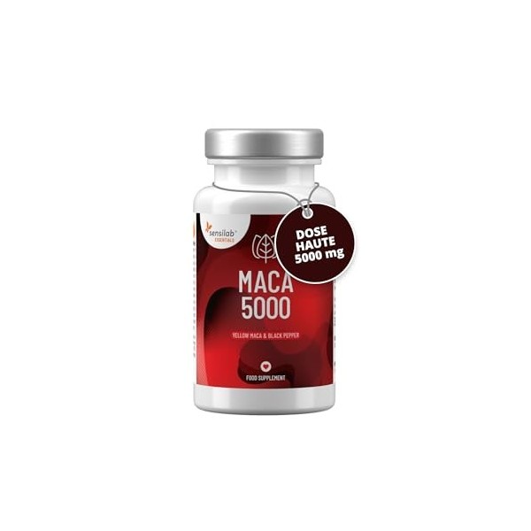 Racine de Maca - Fortement dosé : 500 mg - 60 gélules - Extrait de Maca hautement biodisponible - Avec de la pipérine pour un