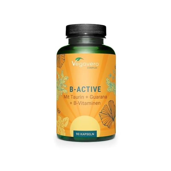Énergie Booster Naturel | 90 Gélules | Avec Guarana Cafeine , Maca, Vitamines | Anti Fatigue + Énergisant | VEGAN et SANS AD
