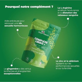 DIETI NATURA - Complexe Libido + - Booster Libido Féminine & Masculine - Maintient Le Taux De Testostérone - Zinc - Sans OGM,