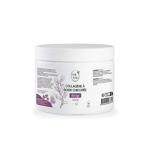 ANTI AGE ET VITALITE- Collagène marin à boire chicorée - Poudre à diluer - Pot de150 g - Fabriqué en France - Action anti-âge