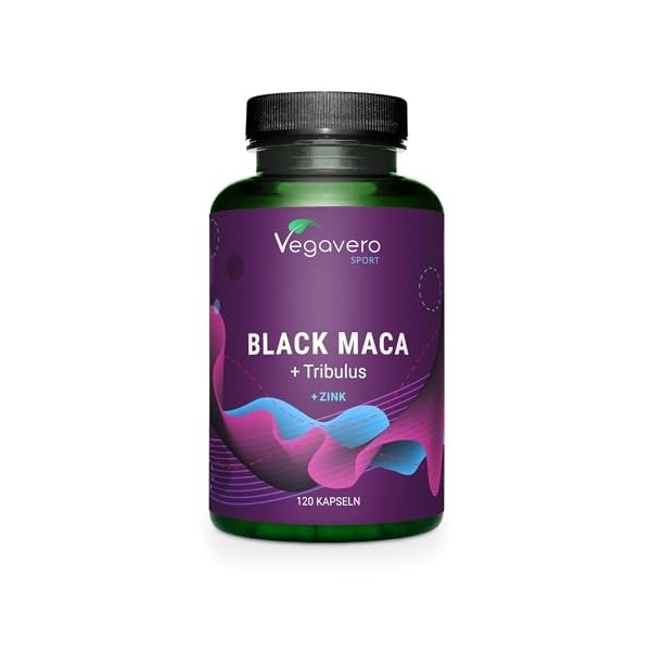 MACA Noire + TRIBULUS Terrestris | Complex EXTRA FORTE | 90% Saponines | Musculation + Endurance pour Hommes et Femmes | 120 