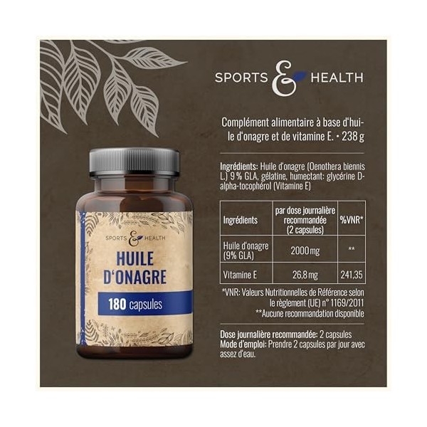 Gélules dhuile donagre - 180 gélules Hautement dosées 2000mg par dose journalière - avec vitamine E naturelle - Gélules dh