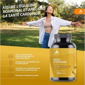 Huile donagre 10% GLA pressé à froid 1000mg- 200 gélules- Ménopause, cycle menstruel - Evening Primrose oil favorise léquil