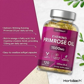 Huile dOnagre Gelule 1500 mg | Pression À Froid | Evening Primrose Oil Capsules | Complément alimentaire Avec Oméga et GLA |