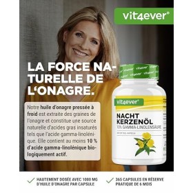 Huile donagre - 365 capsules - Fortement dosée avec 2000 mg par dose journalière - Premium : 10% dacide gamma-linolénique G
