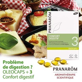 PRANARÔM - Oléocaps 3 - Confort Digestif - Aux Huiles Essentielles Ciblées - Dont Gingembre, Menthe Poivrée, Cannelle de Chin