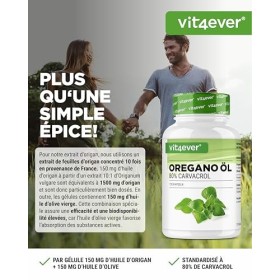 Huile dOrigan - 120 Capsules avec 150 mg - Premium : 80% Carvacrol & 10 fois concentré - 100% Huile dOrigan de France - Ori