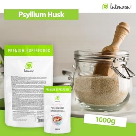 INTENSON Psyllium Husk 1 kg, Pure &Natural Psyllium Seeds Husks, High in Fibre, to be mixed with Water, Beverages, & Juices, 