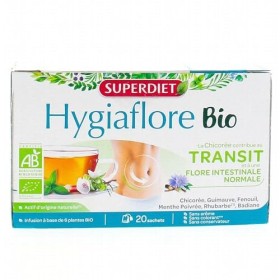 SUPERDIET – HYGIAFLORE TRANSIT INFUSION BIO – Transit et Flore intestinale – Goût menthe poivrée - Phytothérapie – Fabricatio