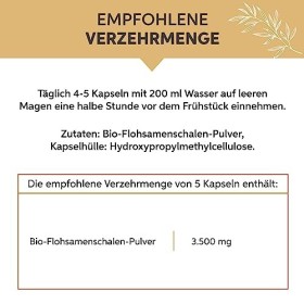 Lot de 500 gélules de psyllium bio | 99 % de pureté | Aliment cru de qualité supérieure en provenance dInde | Végétalien
