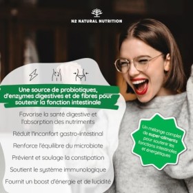 Psyllium Blond Bio + Probiotique Flore Intestinale. Renforce le Microbiote. Digestion et Transit Optimale avec Énergie. Fibre