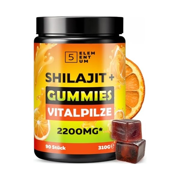 Gummies Original Shilajit – Haute Dose 2200 mg | 90 Pièces – Complexe Premium Renforcé avec Crinière de Lion, Reishi, Chaga &